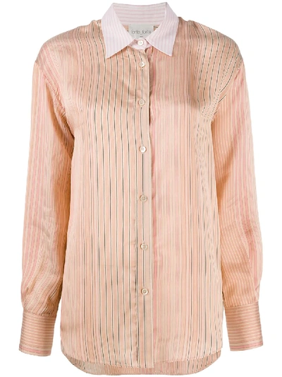 Forte Forte Striped Longline Shirt In Pink