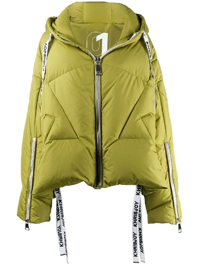 Khrisjoy Feather Down Hooded Jacket In Green