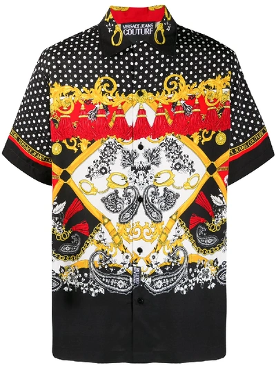 Versace Jeans Couture Baroque Print Short-sleeve Shirt In Black