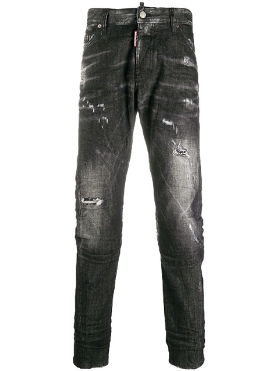 Dsquared2 Distressed Slim-fit Jeans In Grey