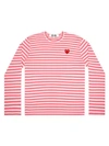 Comme Des Garçons Play Striped Long-sleeve Shirt In Pink