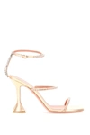 Amina Muaddi Gilda Holographic Embellished Sandals In Pink,metallic