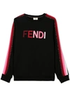 Fendi Teen Logo Embroidered Sweatshirt In Black