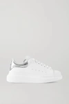 ALEXANDER MCQUEEN METALLIC-TRIMMED LEATHER EXAGGERATED-SOLE SNEAKERS
