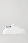 Alexander Mcqueen White Oversize Sneakers With Snake Print On The Heel In Leather Woman In White