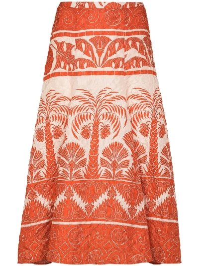 Johanna Ortiz Women's The Palm To Nadube Printed Silk-blend Skirt In Orange