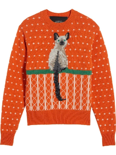 Marc Jacobs Cat Jacquard Wool Jumper In Orange