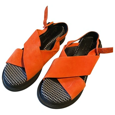 Pre-owned Robert Clergerie Orange Leather Sandals