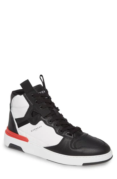 Givenchy High Top Sneaker In White/ Red
