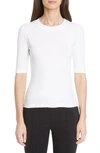 Rosetta Getty White Cropped Sleeve T-shirt In White