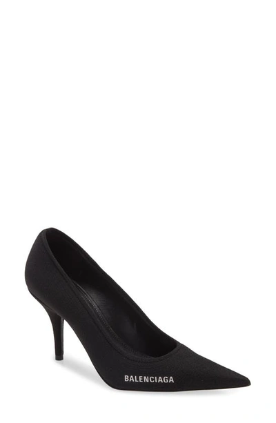 Balenciaga Logo Detail Pointed Toe Pumps In Black White