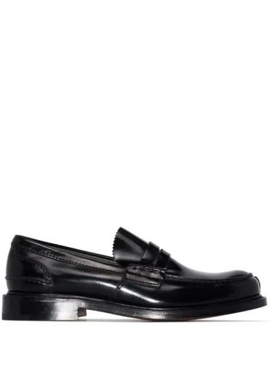 Church's Tunbridge Fume Navy Loafers In Black