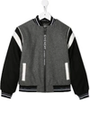 Givenchy Colour Block Stripe Detail Bomber Jacket In Grey