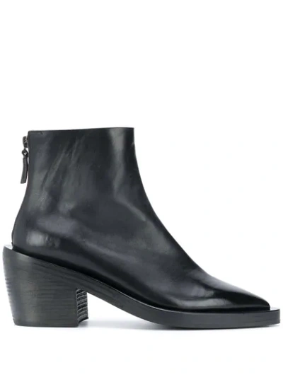 Marsèll Pointed Toe Block Heel Ankle Boots In Black