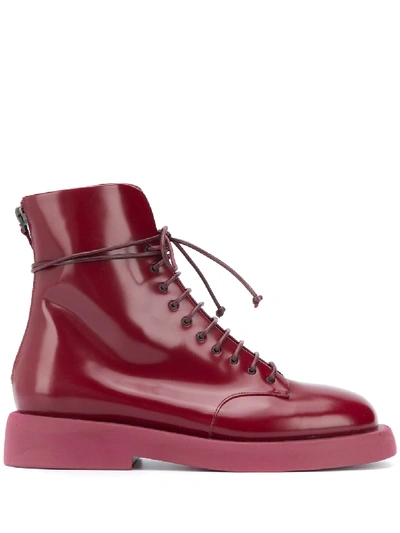 Marsèll Lace-up Cargo Boots In Red