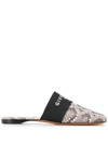 Givenchy Bedford Flat Python-embossed Leather Mules In Black