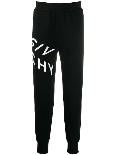 Givenchy Black Embroidered Refracted Logo Sweatpants In Black