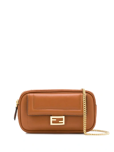 Fendi Easy 2 Baguette Leather Shoulder Bag In Brown