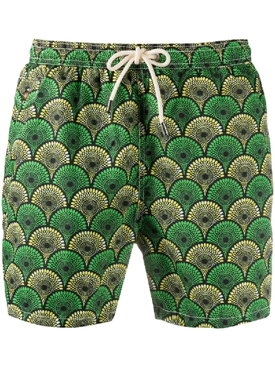 Mc2 Saint Barth Tile Print Swim Shorts In Green