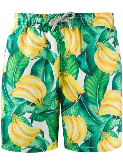 Mc2 Saint Barth Banana Print Swim Shorts In Green