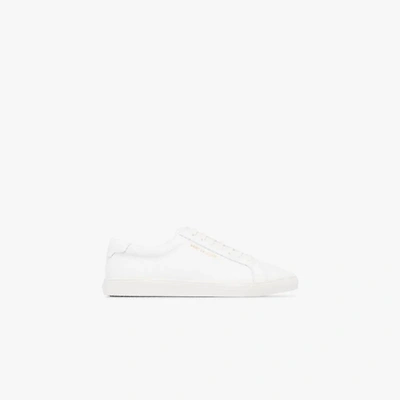 SAINT LAURENT WHITE ANDY LEATHER SNEAKERS,6068310ZS0014743839