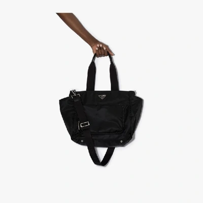Prada Vela Shopper Bag In Black