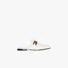 GUCCI WHITE PRINCETOWN WEB STRIPE LEATHER LOAFERS