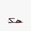 SAINT LAURENT BROWN TRIBUTE MOCK CROC LEATHER SANDALS