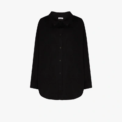 Balenciaga Logo Print Cotton Shirt In Black