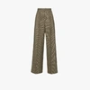 CHLOÉ GREEN WIDE LEG HOUNDSTOOTH TROUSERS,C20APA4816315253382