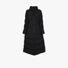 Moncler Goelo Long Matte Nylon Puffer Jacket In Black