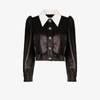 MIU MIU CRYSTAL BUTTON-DOWN LEATHER JACKET