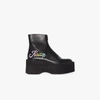 Natasha Zinko Womens Black Kaif Flatform Leather Ankle Boots 7 In Black