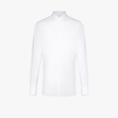 Dolce & Gabbana Dg Striped Jacquard Cotton Poplin Shirt In White