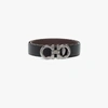 Ferragamo Black And Brown Reversible Belt With Gancini Detail In Smooth Leather Man In Black