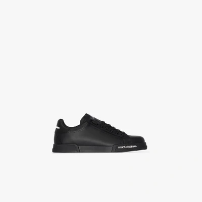Dolce & Gabbana Black Portofino Leather Sneakers