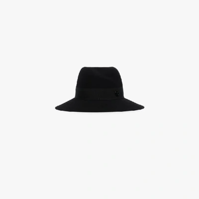 MAISON MICHEL BLACK VIRGINIE FEDORA HAT,100112100115078290