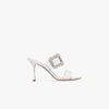 Manolo Blahnik Gable Jewel 90 Double Strap Sandals In White