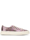 AMI ALEXANDRE MATTIUSSI FLATFORM GLITTER-EMBELLISHED SNEAKERS