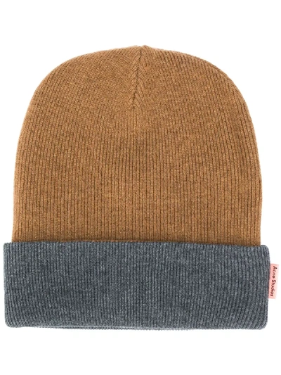 Acne Studios Kaam Reversible Wool Beanie In Brown