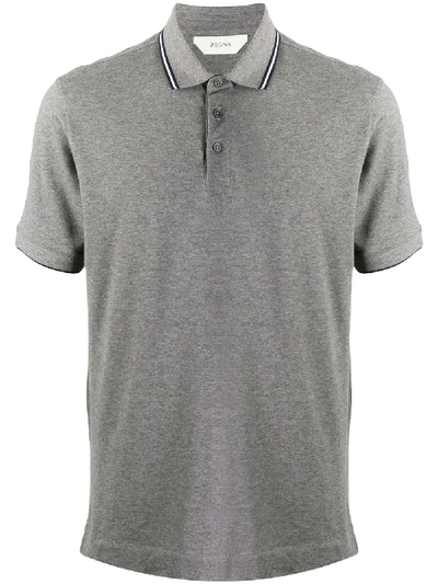 Z Zegna Short Sleeve Polo Shirt In Grey