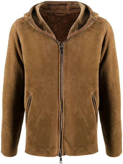 Giorgio Brato Hooded Sheep Skin Jacket In Brown