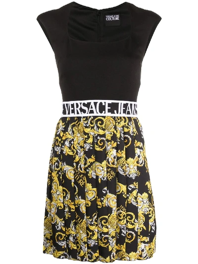 Versace Jeans Couture Baroque-print Flared Skirt In Black