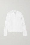 RTA ABIGAIL FRAYED RIBBED COTTON SWEATER