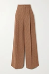 CHLOÉ PLEATED HOUNDSTOOTH WOOL WIDE-LEG PANTS