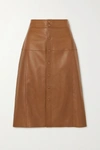 Saint Laurent A-line Leather Midi-skirt In Brown
