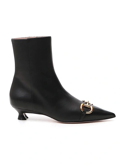 Gucci 35mm Deva Leather Ankle Boots In Black