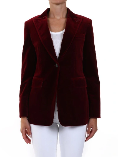 Max Mara Burgundy Velvet Jacket In Red