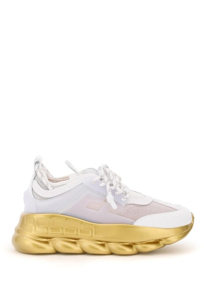 Versace White & Gold Chain Reaction Sneakers