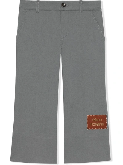 Gucci Kids'  Label Casual Trousers In Grey